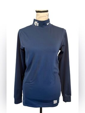 Nike Dri-FIT BYU Cougars Navy Mock Neck Long Sleeve Pullover Size Small